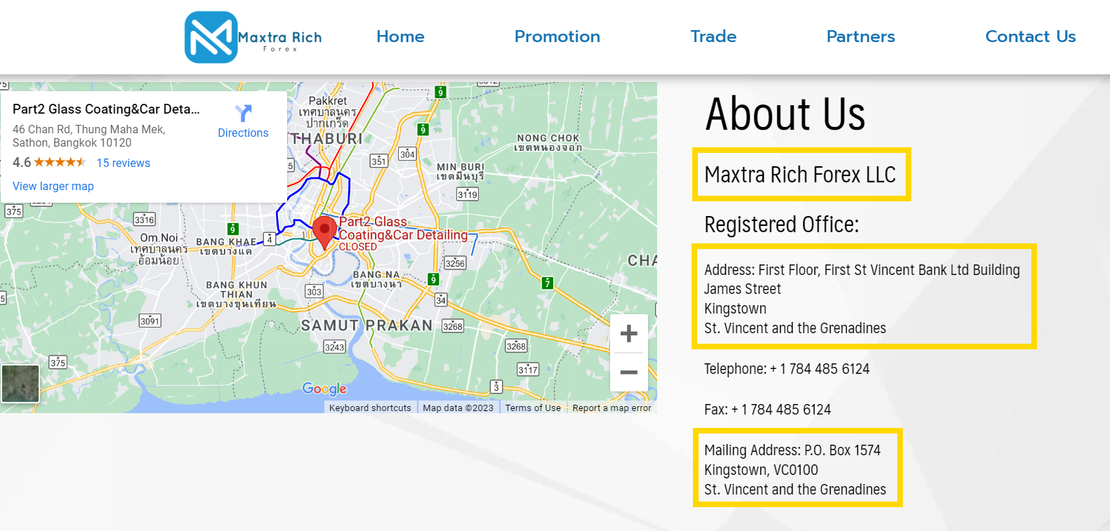 โบรกเกอร์ Maxtra Rich Forex ที่อยู่บริษัทในต่างประเทศ