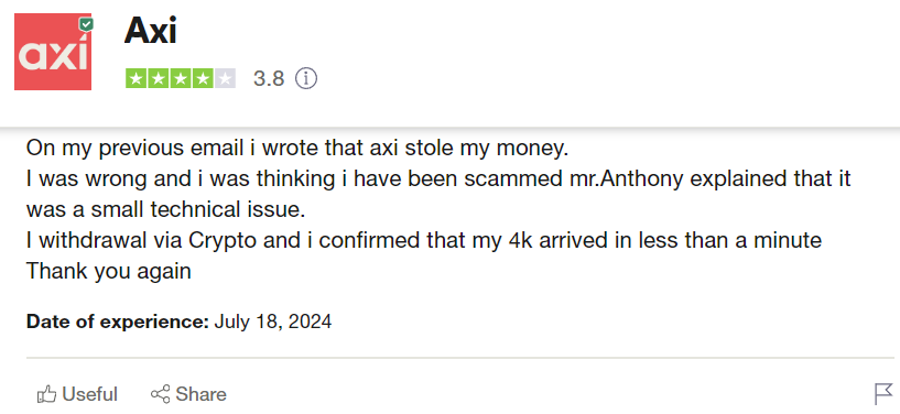 AXI trustpilot