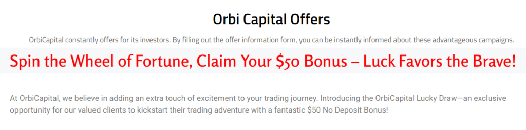 Orbit Capital โบนัสฟรี 50 USD