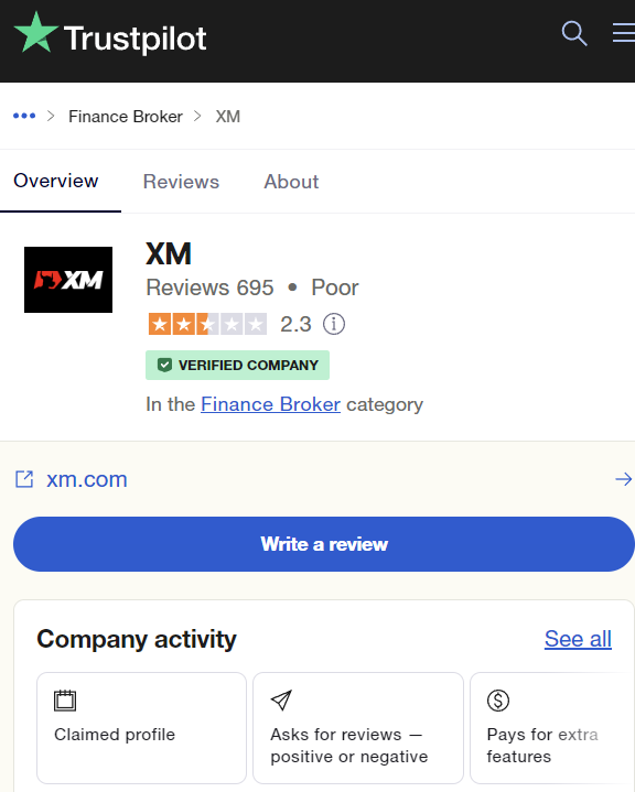 XM Trustpilot