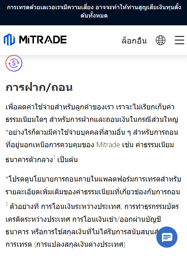 mitrade ฝากถอน