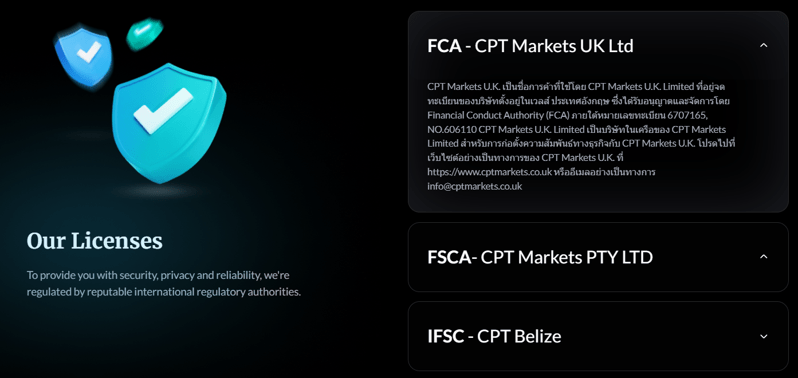 CPT Markets ใบอนุญาต