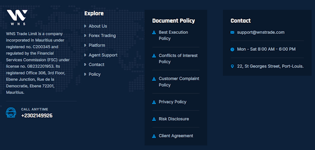 โบรกเกอร์ WNS Trade ติดต่อ